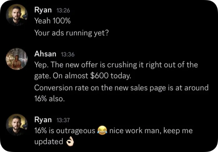 Client result — $600 on day one