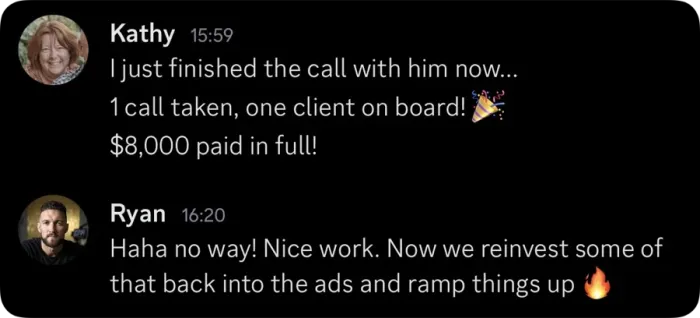 Client result — $8,000 client after 4 days