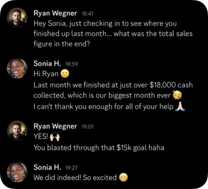 Client result — $18K month