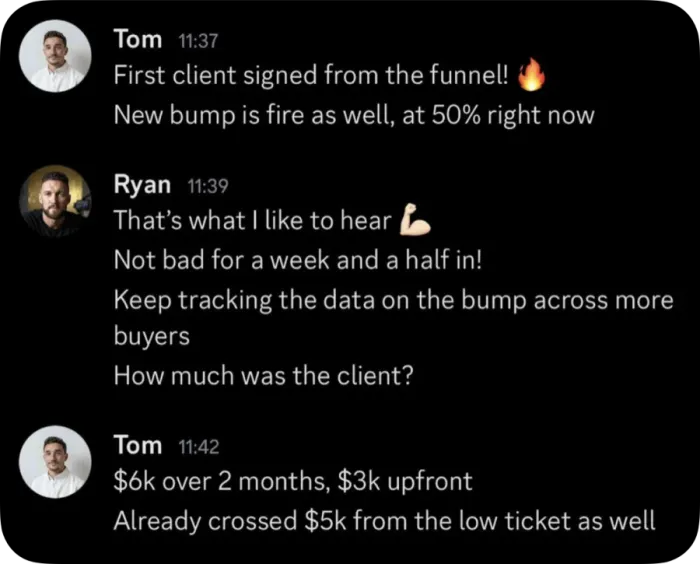Client result — $6K in a day